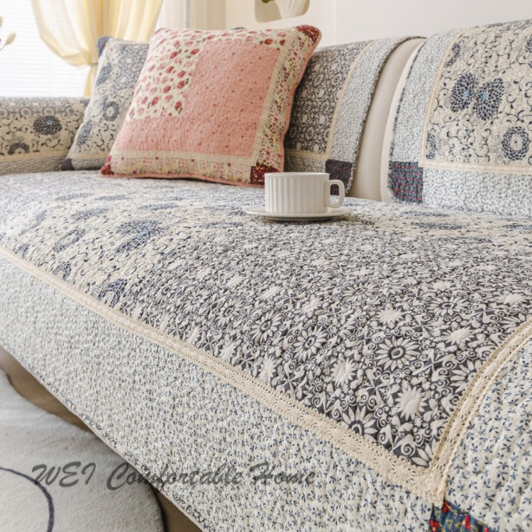 Đệm Sofa Cotton Chắp Vá Không Trượt, Bọc Sofa Chần Tay Chắp Vá, Đệm Ghế Sofa Mộc Mạc