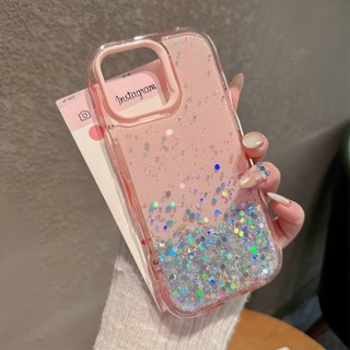 Kẹo Màu Lấp Lánh Ngôi Sao Bột Sequin Silicon Ốp Lưng Điện Thoại iPhone 16Promax 16Plus 15Promax 11 12 13 14 Pro Max Chống Sốc Nữ Điện Thoại Di Động