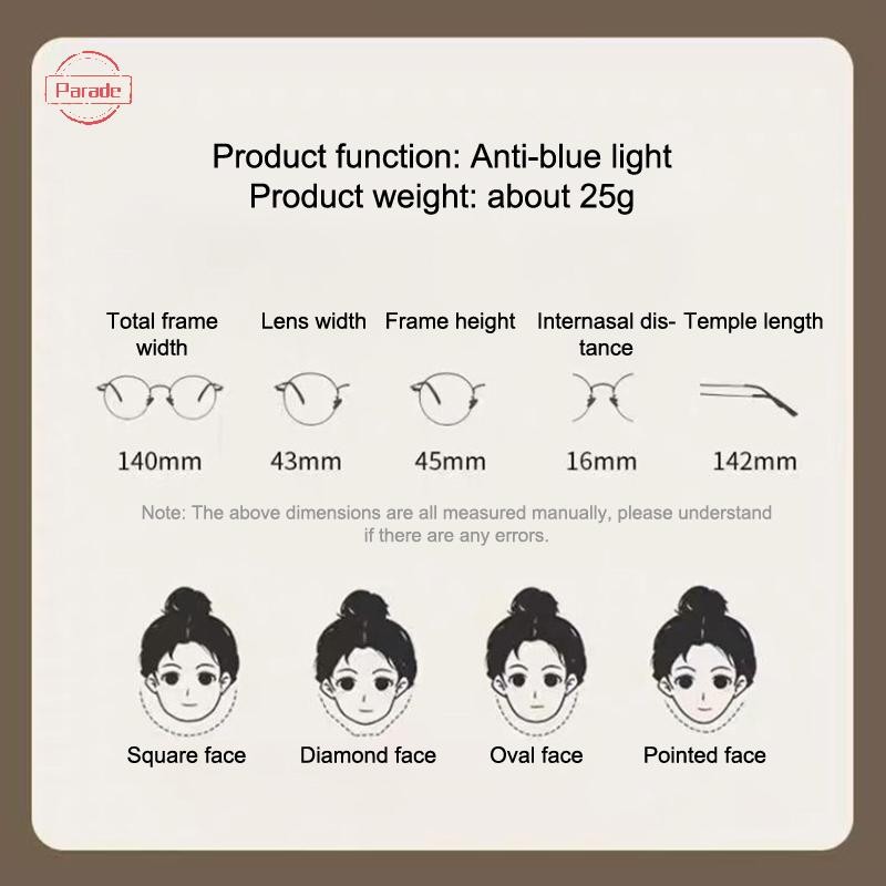 Điễn hành thời trang chống ánh sáng xanh kính retro hình bầu dục nghệ thuật quang mắt kính khung hình elip nhỏ VN