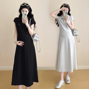 Váy bà bầu mùa hè phiên bản Hàn Quốc Váy dáng rộng thời trang