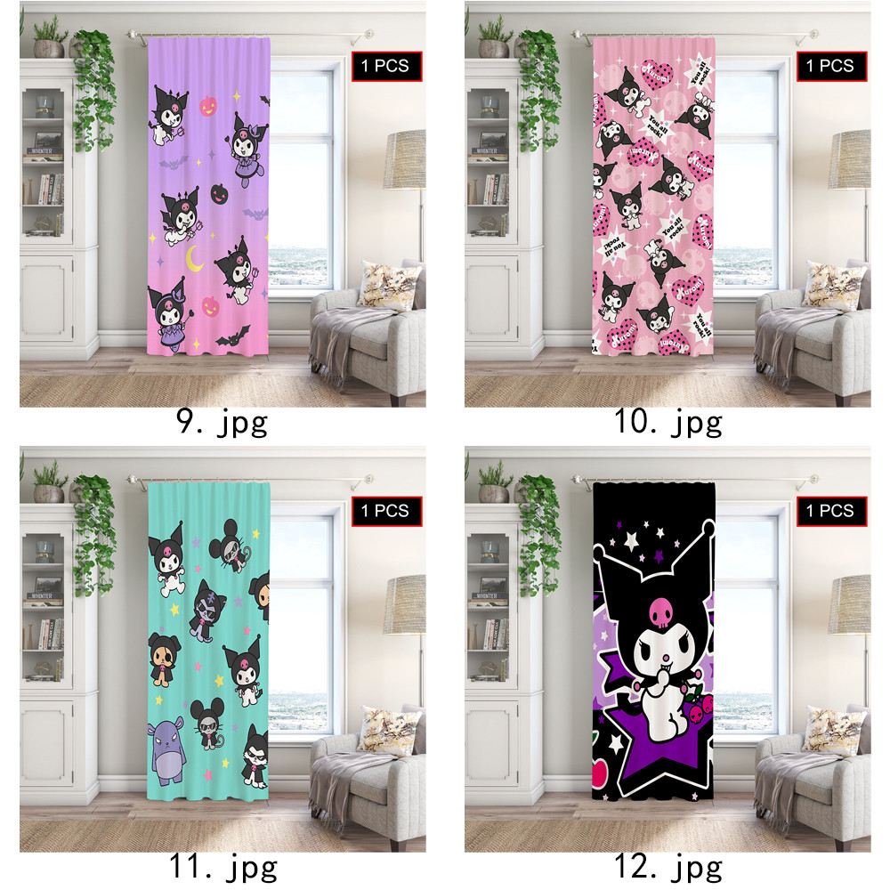 Rèm Kuromi Hoạt Hình, Thích Hợp Cho Phòng Khách, Phòng Ngủ, Máy Có Thể Giặt Màn Polyester 1PC