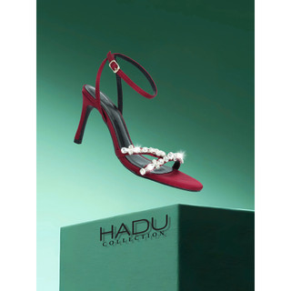 Giày Cao Gót 7P Quai Chữ V Đính Đá HADU MM966 Giày Sandal Cưới Đi Tiệc Chất Satin Cao Cấp BH 12T