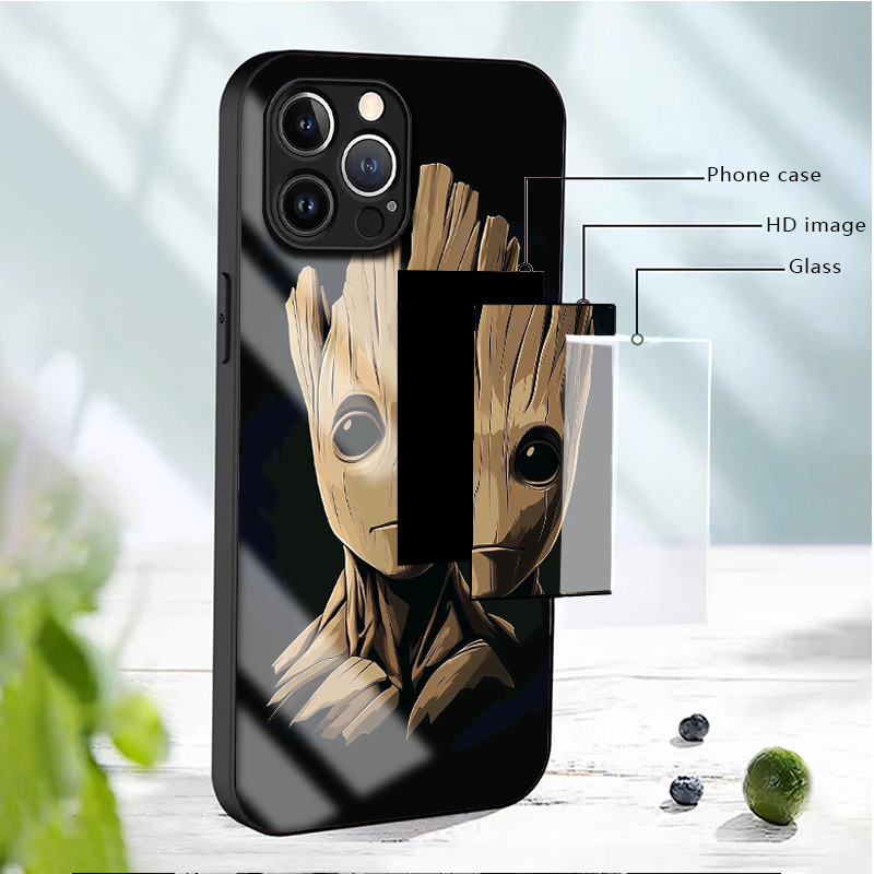 Ốp điện thoại kính cường lực Guardians of the Galaxy groot 02 cho IPhone 16 15 14 13 12 11 Pro XS Max Plus Mini X XR 8 7 6s SE2 / 3