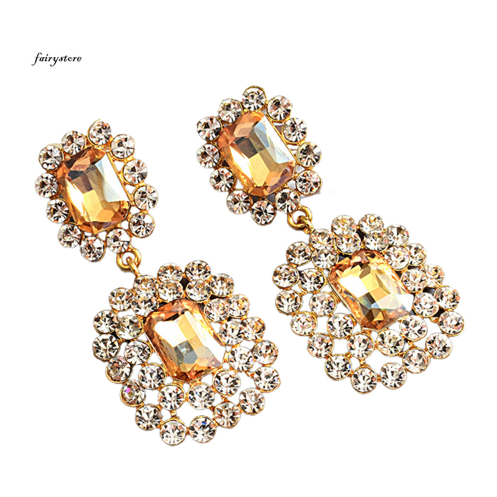 Fairystore| Bông tai thả dài dành cho nữ cho đám cưới Bông tai Dangle chống gỉ không phai màu