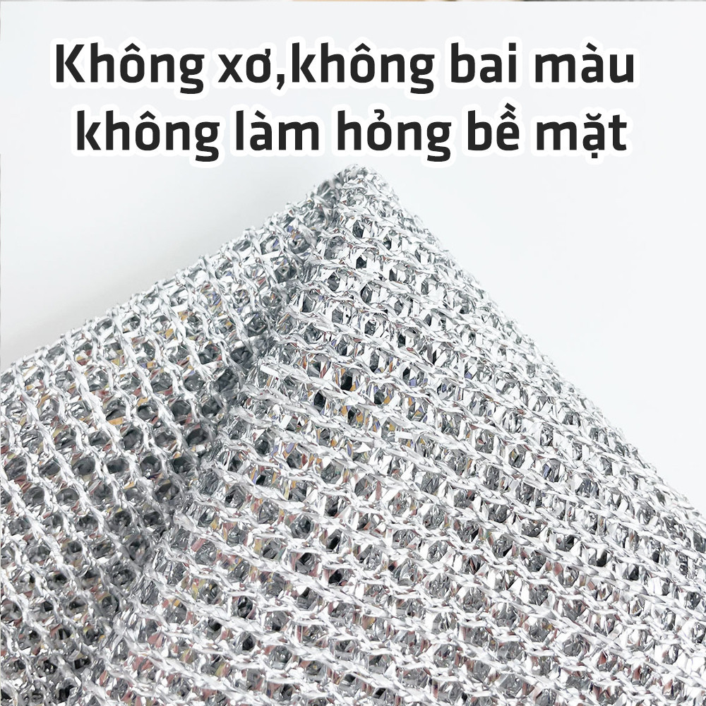 Combo khăn lưới DINOHOME dùng lau chén dĩa chất liệu sợi kim loại chống bám dầu dễ dàng rửa sạch