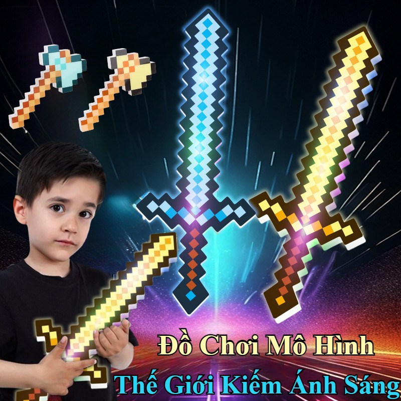 Đồ Chơi Rìu Kiếm Phát Sáng,Bộ Mô Hình Lắp Ráp Kiếm Minecraft,Trẻ Em Quà ...
