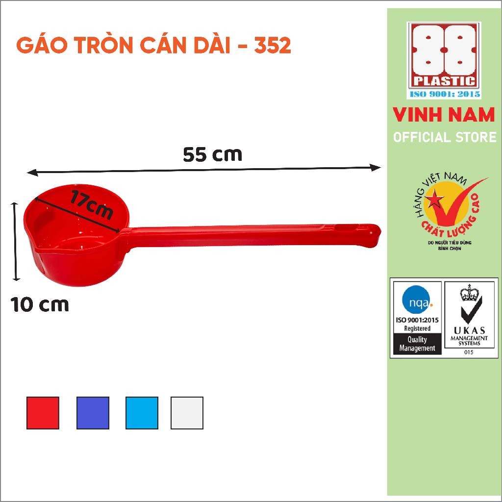 Gáo Nước Gáo Nhựa Tròn Cán Dài Vinh Nam Plastic Nhiều Màu Sắc Gáo Múc Nước Nhựa Cán Dài Mã 352