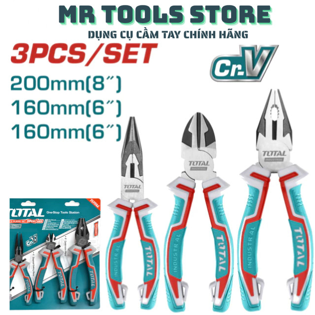 Bộ 3 kềm răng 8''/200mm, cắt 6''/160mm , nhọn 6''/160mm Total THT2K0301 ...