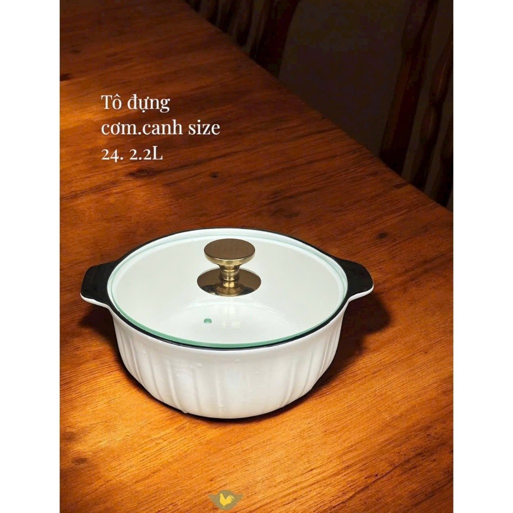 Âu đựng cơm, Canh Kích thước 25 cm, gồm các dung tích 1l, 1,5l, 2,4l Cao Cấp Màu Trắng