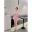 Sét áo kẻ cổ yếm viền ren ngực đính khuy phối quần sooc bồng cực xinh BYJOLIE