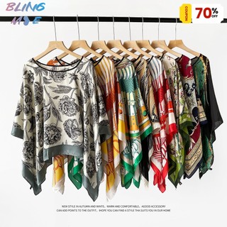 Khăn choàng nữ chống nắng, in hình tranh mực thổ cẩm, kiểu mới, dùng cho đi biển và du lịch
