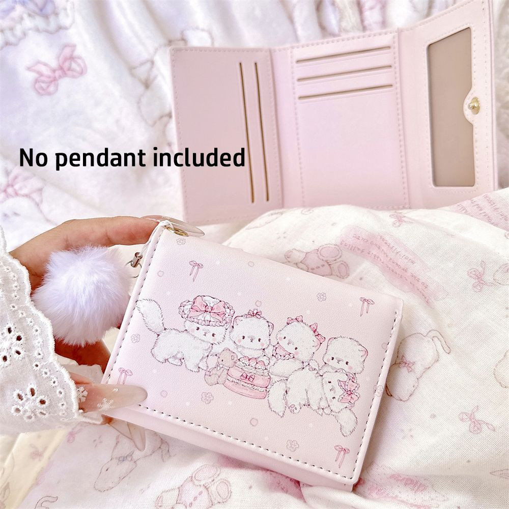 Ví Đựng Tiền Xu NATURALHM, Ví Ngắn In Hình Mèo Kawaii Da PU, Túi Đựng Tiền Màu Hồng Đa Năng Có Thể Gập Lại Thời Trang Nữ Cô Gái Du Lịch