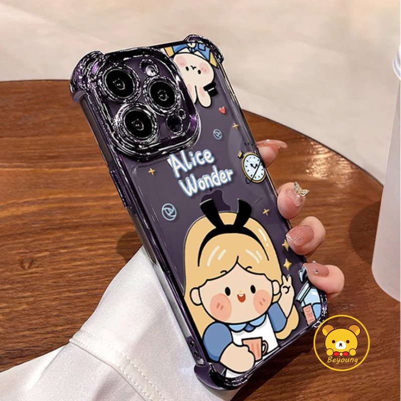 Mạ Túi Khí Ốp lưng Honor 500 400 Magic 8 Pro Lite Smart X9D X70 X70i X5C X5B Plus Vỏ Trong Suốt Hoạt Hình Bạch Tuyết Dễ Thương Alice Trong Suốt Bìa Mềm