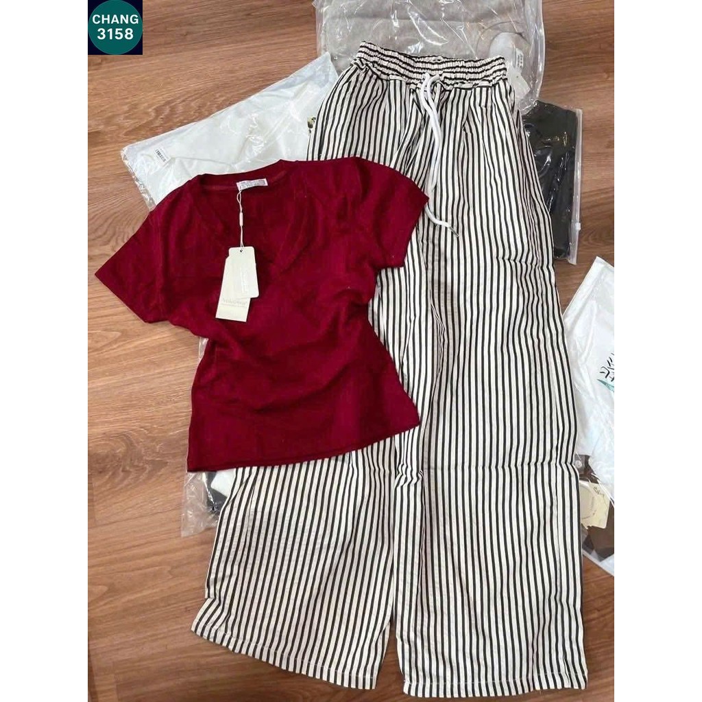 Tổng hợp các Sét Bộ Quần Đũi + Mix Áo Thun Tăm Croptop trơn -chang3158