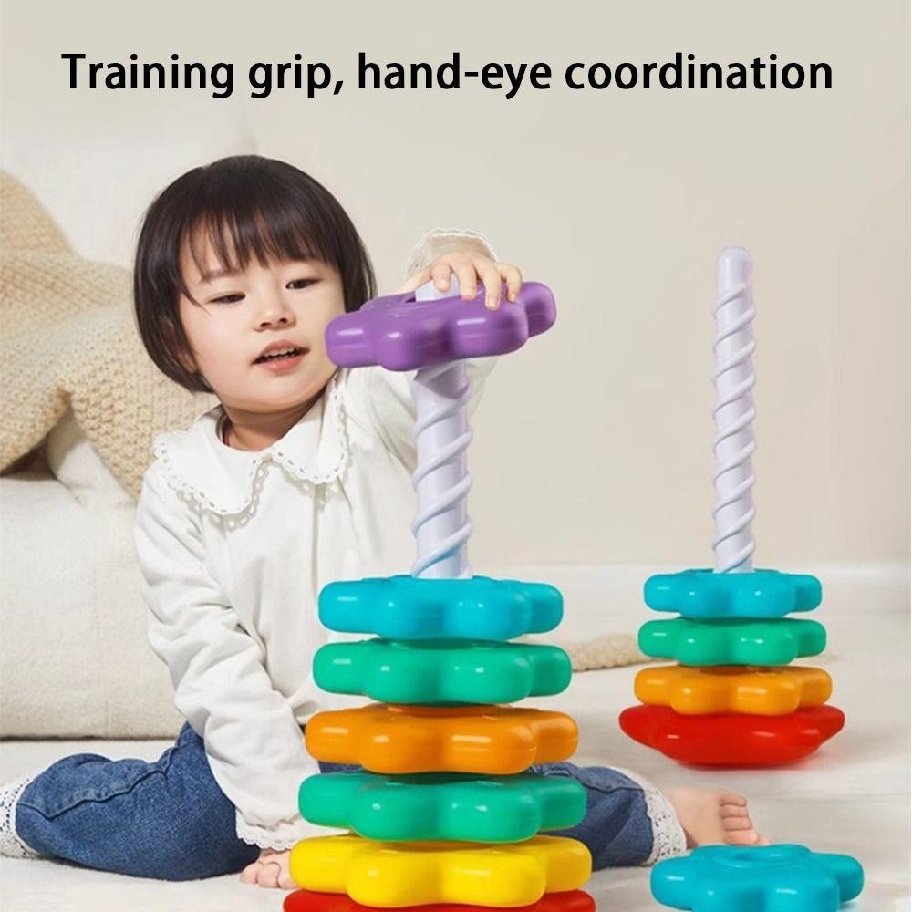 Tháp quay cầu vồng GOODH, Tháp nhẫn Montessori Đồ chơi xếp hình xếp chồng lên nhau cho bé, Đồ chơi giáo dục sớm Đồ chơi xếp chồng quay Trẻ em phát triển kỹ năng vận động
