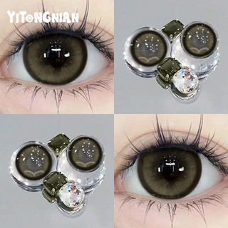 YI TONG NIAN {Spot} Ống kính tiếp xúc màu sắc tươi tắn Đường kính lớn 14,5mm Trang điểm mắt Ống kính tiếp xúc màu nâu đen