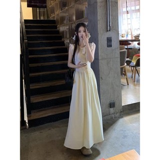 Đầm không tay nơ ngọt ngào cho phụ nữ Mùa xuân mới Đầm dài thanh lịch