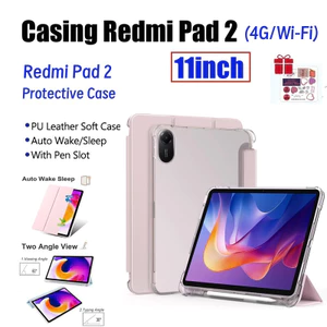 Ốp lưng Redmi Pad 2 11inch 4G Wi-Fi 2025 Vỏ bảo vệ trong suốt cho Xiaomi Redmi Pad 2 Phiên bản mới Vỏ da PU ba lần có khe cắm bút