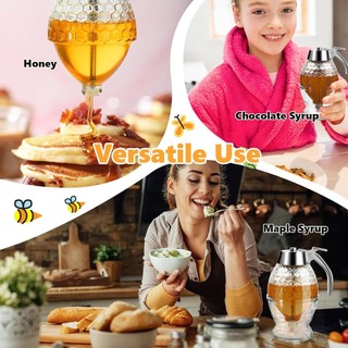 Hộp đựng mật ong thủy tinh 8oz có chân đế lọ mật ong không rách cho xi rô phong hoặc mật ong Hộp đựng thiết kế tổ ong thanh lịch để trang trí gia đình và nhà bếp nhựa ABS silicone an toàn