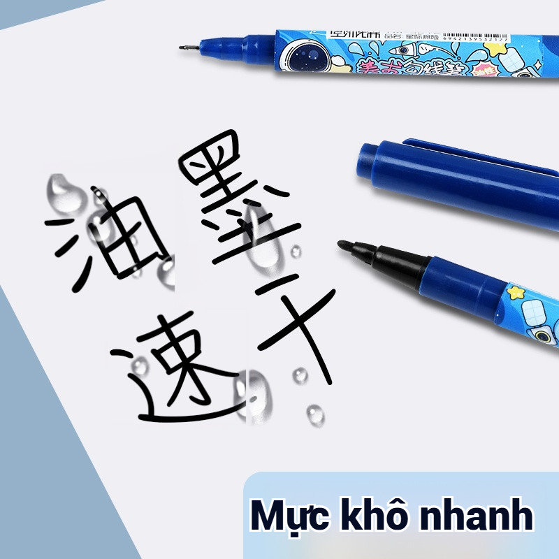 Bút Vẽ Tranh 2 Đầu Phi Hành Gia Mực Khô Nhanh, Chống Nước Dụng Cụ Mỹ Thuật Cho Học Sinh