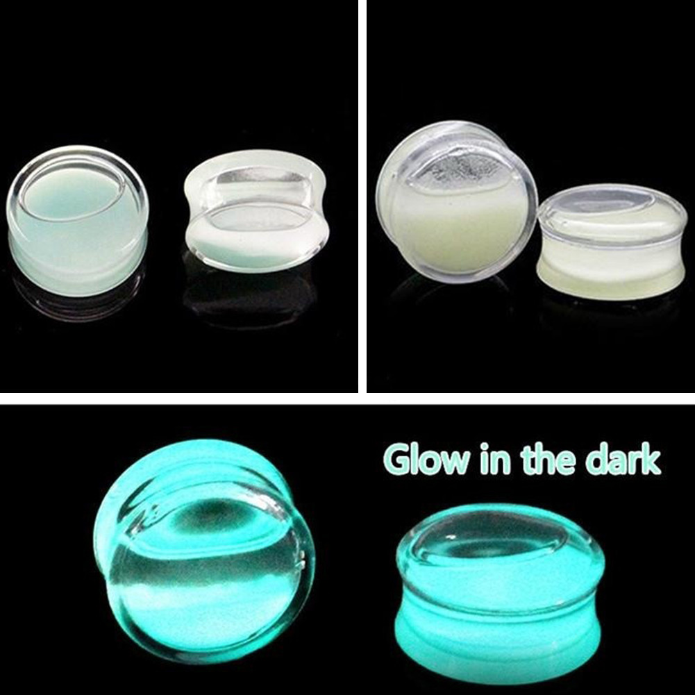 YO / Luminous Clear Acrylic Liquid Flesh Tunnel Ear Saddle Plugs Piercing Jewelry