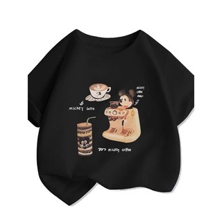 Áo thun ngắn tay đen cotton mùa hè cho bé trai, phong cách Hàn Quốc, in hình Mickey hoạt hình, áo nửa tay cho trẻ em nhỏ và vừa