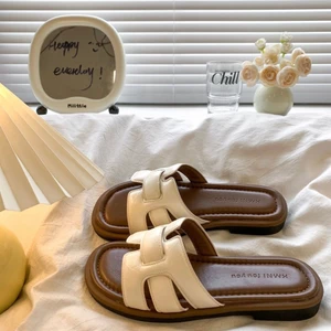 phong cách Hàn Quốc Dép sandal nữ đan quai ngang êm chân thoải mái đi biển mẫu hot