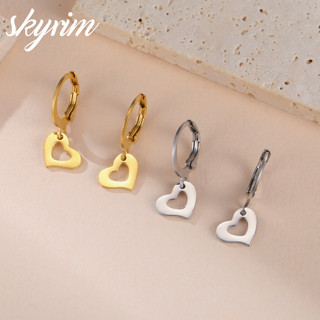 Bông tai hình trái tim nữ Skyrim Bông tai rỗng bằng thép không gỉ Titan sành điệu Trang sức tinh tế