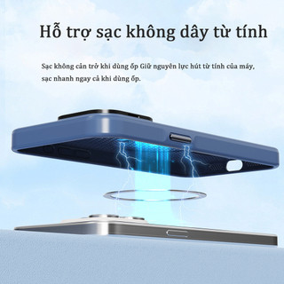 Ốp lưng iPhone chống sốc tích hợp giá đỡ camera tản nhiệt hỗ trợ sạc không dây từ tính cho iPhone 13 14 15 16 17 Pro Max