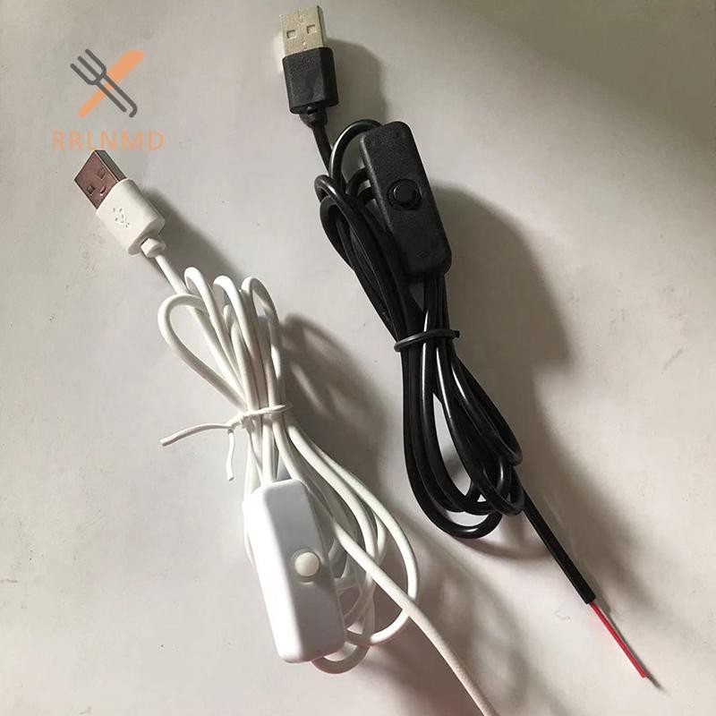 Dây cấp nguồn công tắc RRLNMD 5V 1M / 1.5M USB Nam sang 2 lõi Cáp kết nối 501 Nút BẬT TẮT 2A cho dải đèn LED Bóng đèn MỚI