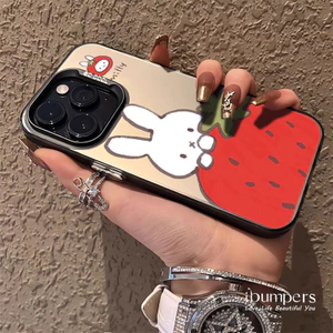 ibumpers Ốp Điện Thoại iPhone Họa Tiết Dâu Miffy Dễ Thương Cho IPhone 16 15 14 12 13 11 Pro Max IP 7 8 Plus X XS XR Ốp Lưng IMD Cứng Và Nhẵn