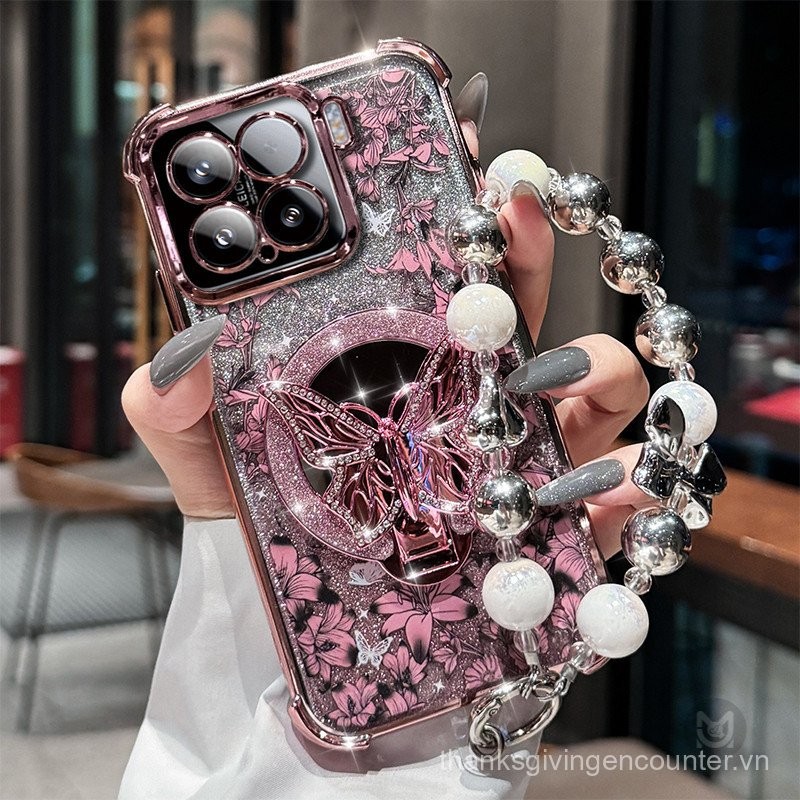 Ốp lưng cho infinix Hot 50i 40Pro 30i 30Play Note 30 40 50 Pro Plus, ốp kim cương hình bướm có gương và dây đeo