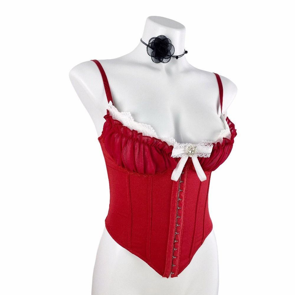 CHIPHIVE Ren Hoa Camisole, Ruffle Buckle Ren Corset, Thanh Lịch Không Tay Ngọt Ngào Áo Crop Tops Xuân Hè