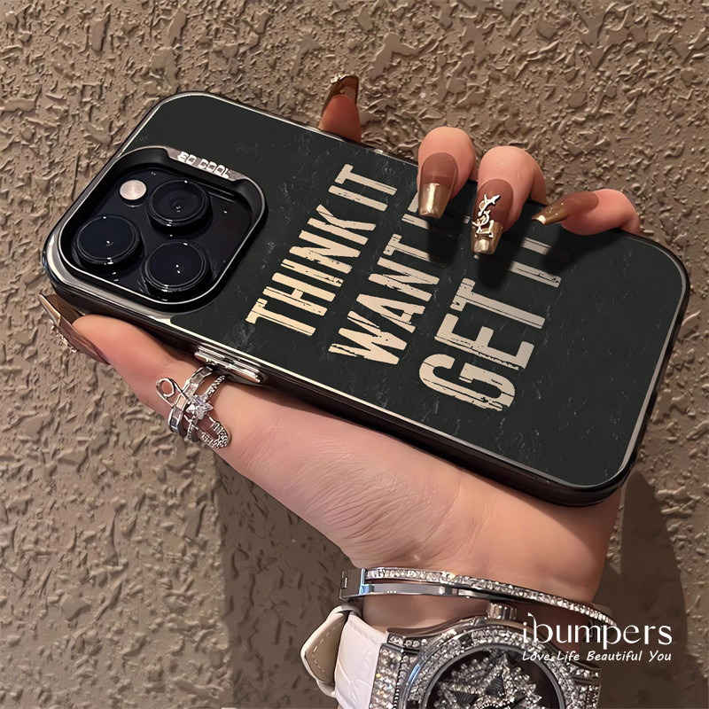 ibumpers Ốp Điện Thoại iPhone Cụm Từ Động Lực Họa Tiết Tiếng Anh Cho IPhone 16 15 14 12 13 11 Pro Max IP 7 8 Plus X XS XR Ốp Lưng IMD Cứng Và Nhẵn