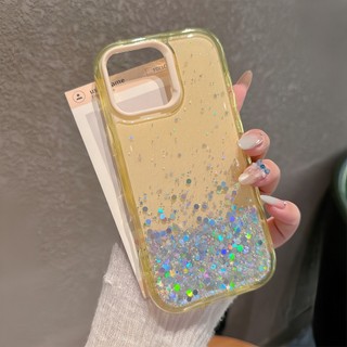 Kẹo Màu Lấp Lánh Ngôi Sao Bột Sequin Silicon Ốp Lưng Điện Thoại iPhone 16Promax 16Plus 15Promax 11 12 13 14 Pro Max Chống Sốc Nữ Điện Thoại Di Động