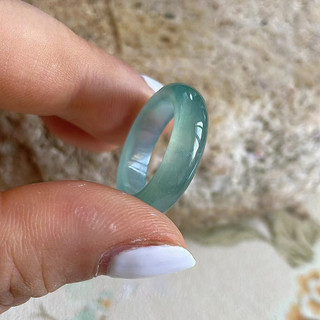 Nhẫn Agate Ngọc Băng Tự Nhiên Nguyên Chất, Unisex, Vòng Tay May Mắn, Nhẫn Cặp Đôi 6.15 GQV3