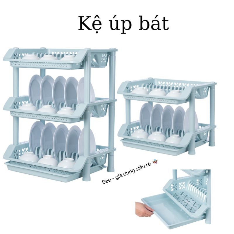 Kệ úp bát 2 tầng 3 tầng có khay hứng nước thiết kế bắt mắt decor phòng bếp Việt Nhât (mã 5595-2,3)