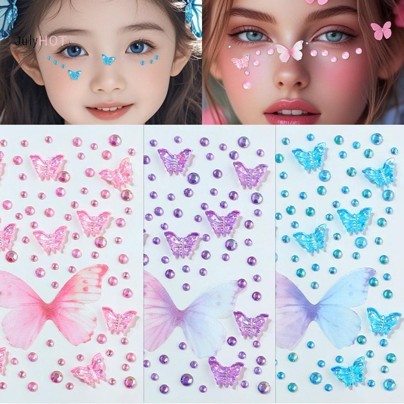 JULYHOT Mặt Kim Cương Giả Miếng Dán Đá Quý Pha Lê Hình Xăm Tự Dính Body Brow Trang Điểm Phối Kích Thước Cổ Tích Làm Đẹp Nhiều Màu Sắc Massivedeals