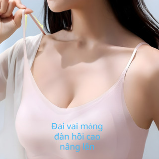 『 Brelira 』 Áo ngực siêu mỏng bằng lụa băng dành cho nữ Áo ngực liền mạch Áo Vest một mảnh Quần lót thoáng khí Không có dây tập hợp Brassiere