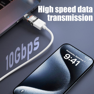 [3-5 ngày đến] -1 / 2 Bộ chuyển đổi USB 3.2 Sạc nhanh 120W Truyền 10Gbps, Bộ chuyển đổi Type-C sang USB-A Tương thích với điện thoại 15 / 16 / Android / PC, Thiết kế trong suốt