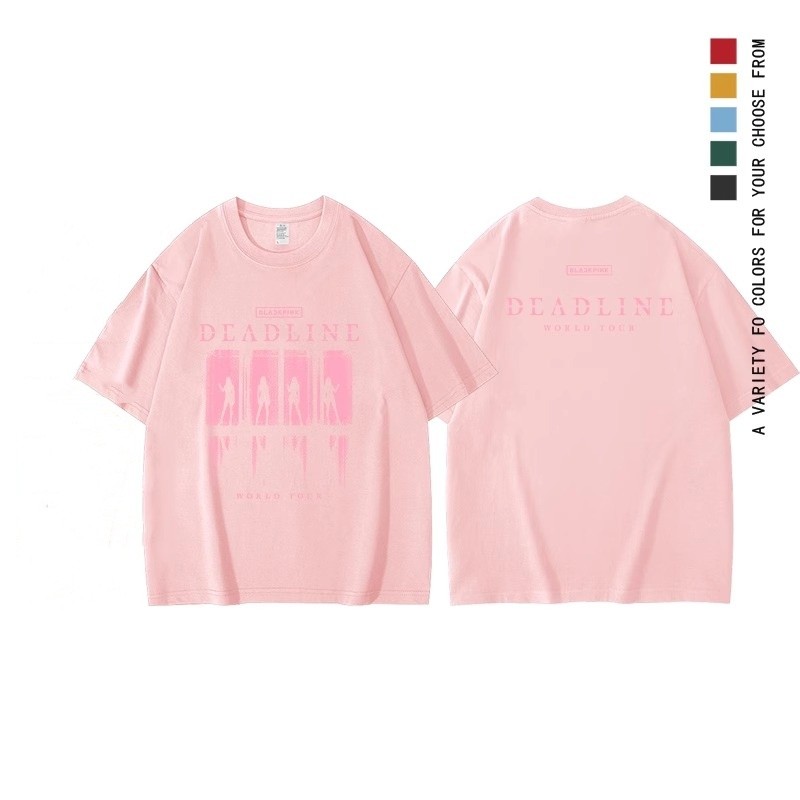 Blackpink Áo thun du lịch thế giới BLACK PINK DEADLINE JENNIE LISA JISOO ROSE KPOP tay ngắn áo thun