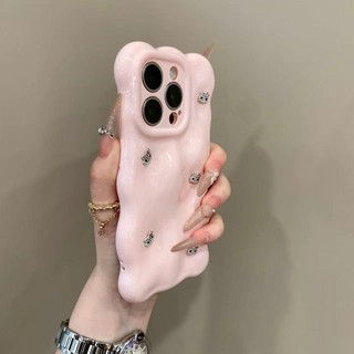 Ốp điện thoại hình mèo kim cương giả ba chiều bong bóng sang trọng cho iPhone16 Pro Max 15 14 13 12 11 Pro Max bảo vệ camera chống sốc chống rơi mặt sau mềm