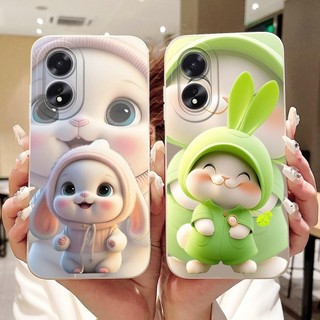 Ốp Lưng Cho Oppo A38 CPH2579 Ốp lưng Oppo A18 CPH2591 Ốp Lưng Thỏ Đáng Yêu Wofl Da Báo Hoạt Hình Ốp Lưng Silicon Lỏng