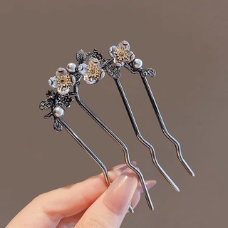 MAUROPOLI [Sẵn sàng] Tấm lược hoa sang trọng nhẹ nhẹ phong cách Trung Quốc mới Kẹp tóc hình chữ U Kẹp tóc cổ hợp thời trang quốc gia Kẹp tóc Mũ đội đầu Phụ kiện tóc