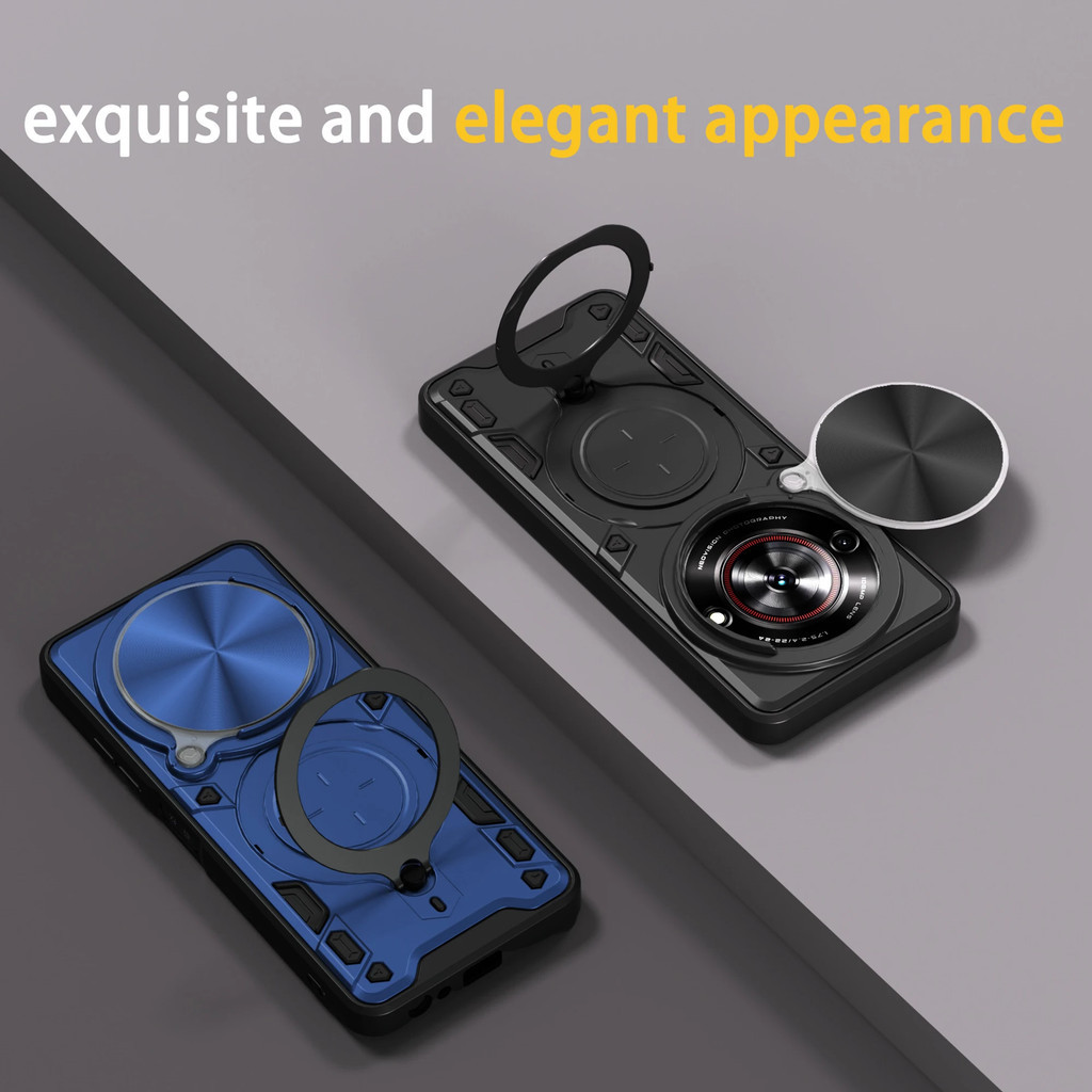 Trượt Camera Funda Cho ZTE Nubia Focus Blade A75 5G Ốp Lưng Vòng Từ Tính Đứng Bảo Vệ Dành Cho ZTE Blade V60 Smart Capa