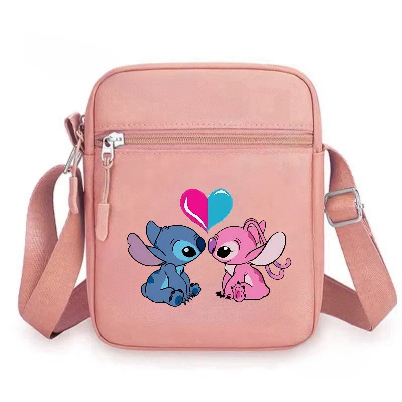 GC2 Stitch In hình bé trai và bé gái Túi đeo chéo hình vuông màu giản dị hợp thời trang nữ dễ thương Túi đeo vai CG2