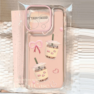 Ins Hàn Quốc Hồng Tình Yêu Nơ Trà Sữa Trong Suốt Cho iPhone 11 16 15 14 13 12 Pro Xs Max XR X 7 8 6 6s Plus SE Mềm TPU Cô Gái Hoạt Hình Dễ Thương Vỏ Bảo Vệ Vỏ Chống Sốc