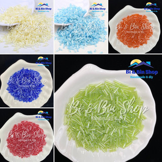 45g Cườm Khúc Ông Trúc Dài 7mm Màu Bóng Đính Kết Trang Phục Thời Trang