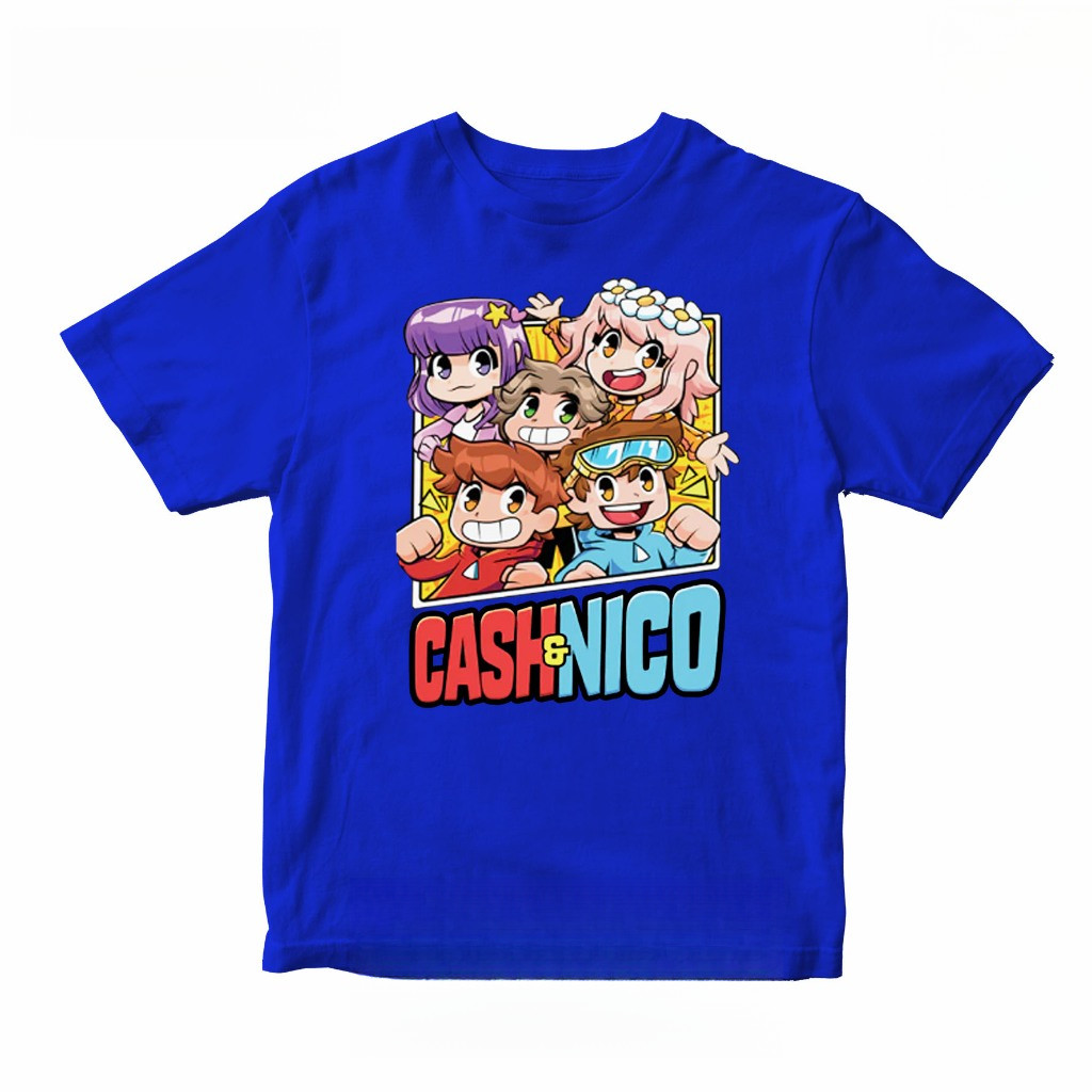 Áo thun hoạt hình 2D cho trẻ em Cash và Nico, 100% cao cấp, tay ngắn