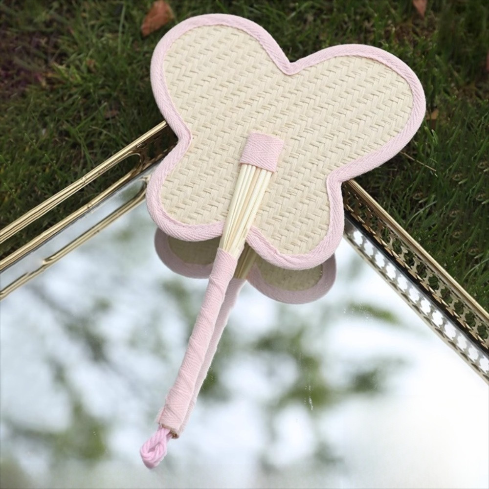Quạt dệt tay SAIA, Quạt Raffia thủ công nhẹ di động, Tự nhiên với quạt lá cọ đầy màu sắc Mặt dây chuyền trang trí nội thất